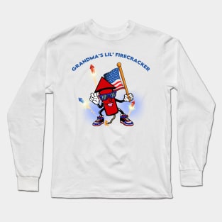 Grandma's Lil' Firecracker Kids 4th of July Long Sleeve T-Shirt